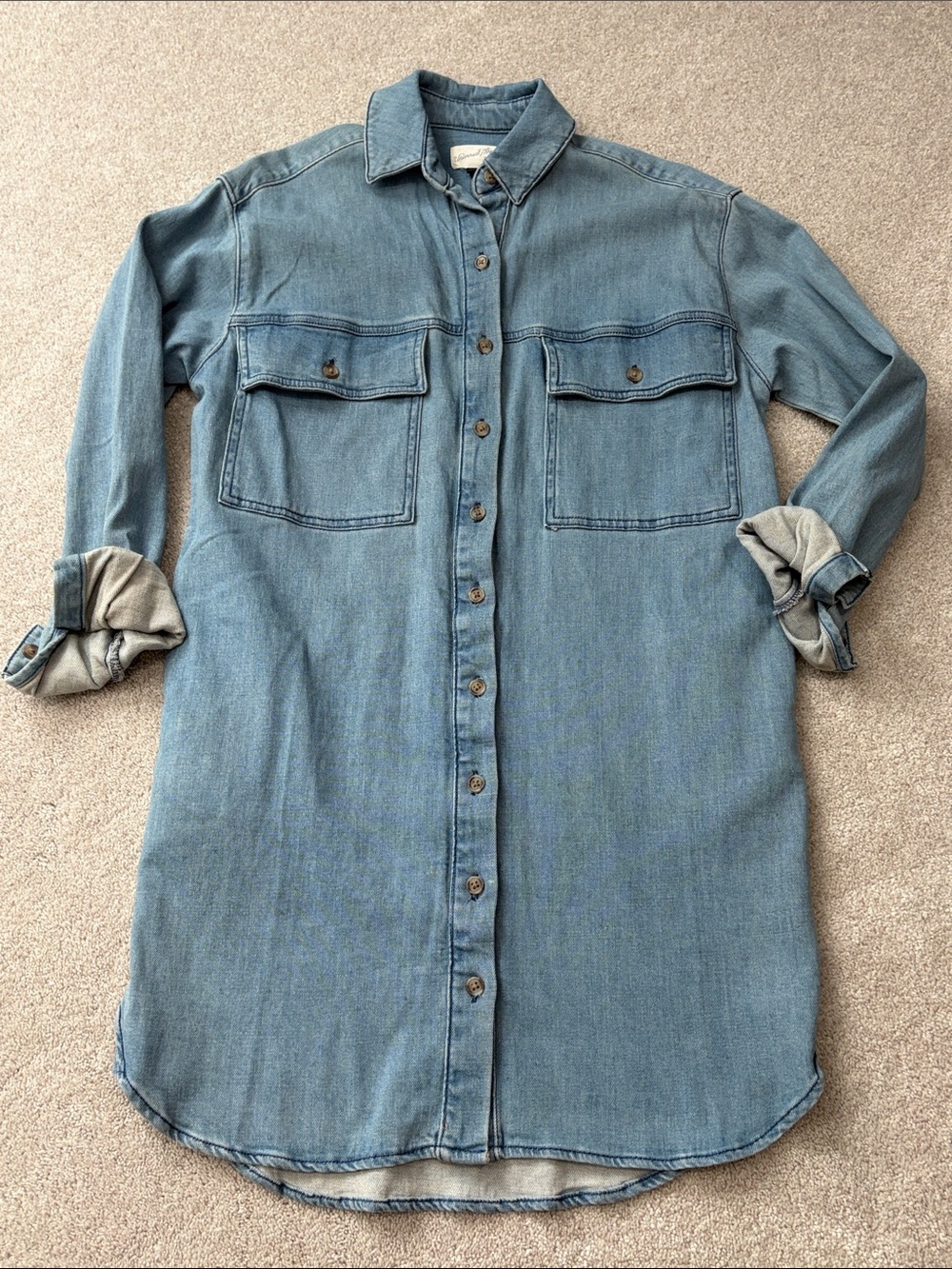 Universal Thread Light Blue Denim Button-Front Shirt Dress